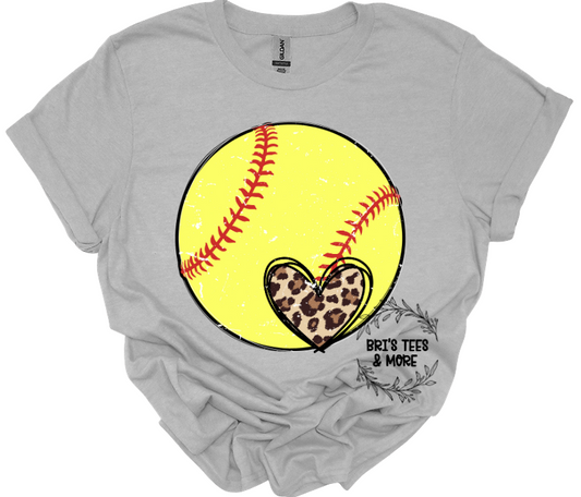 Softball Leopard Heart