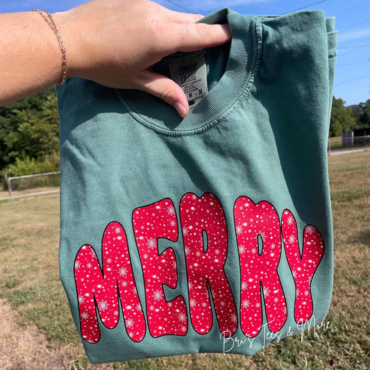 Red Sparkly Merry Tee