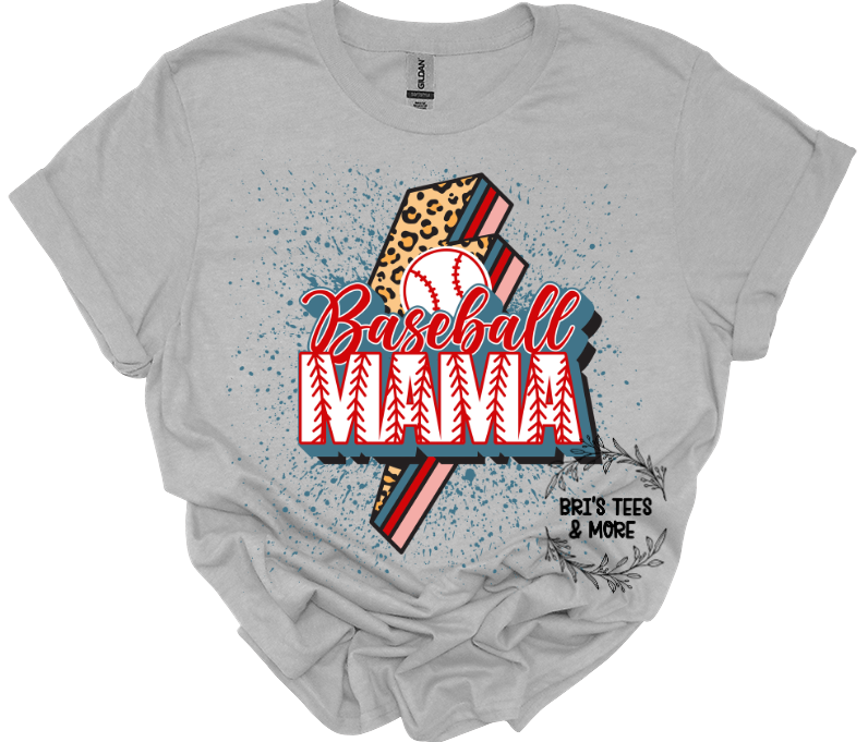 Baseball Mama Leopard Bolt