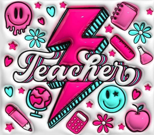 Pink Bolt Teacher Tumbler